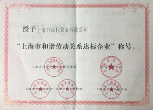 上海自動(dòng)化儀表有限公司喜獲“上海市和諧勞動(dòng)關(guān)系達(dá)標(biāo)企業(yè)”稱號(hào)